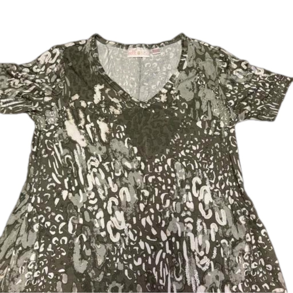 Belle by Kim Gravel Print V-Neck Maxi Dress XXS Approx 47"length Side Slit New - Picture 4 of 12